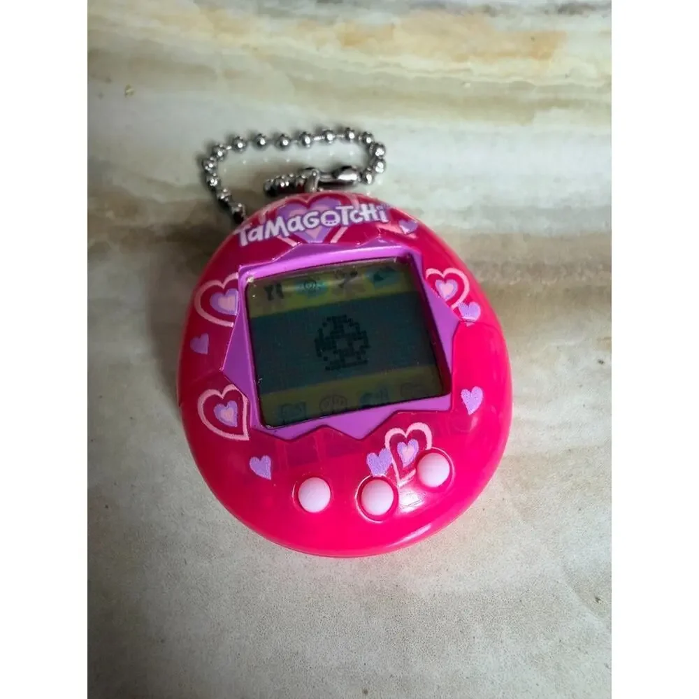 Vintage 2004 Bandai Tamagotchi Connection V1 Pink Hearts Tested Working